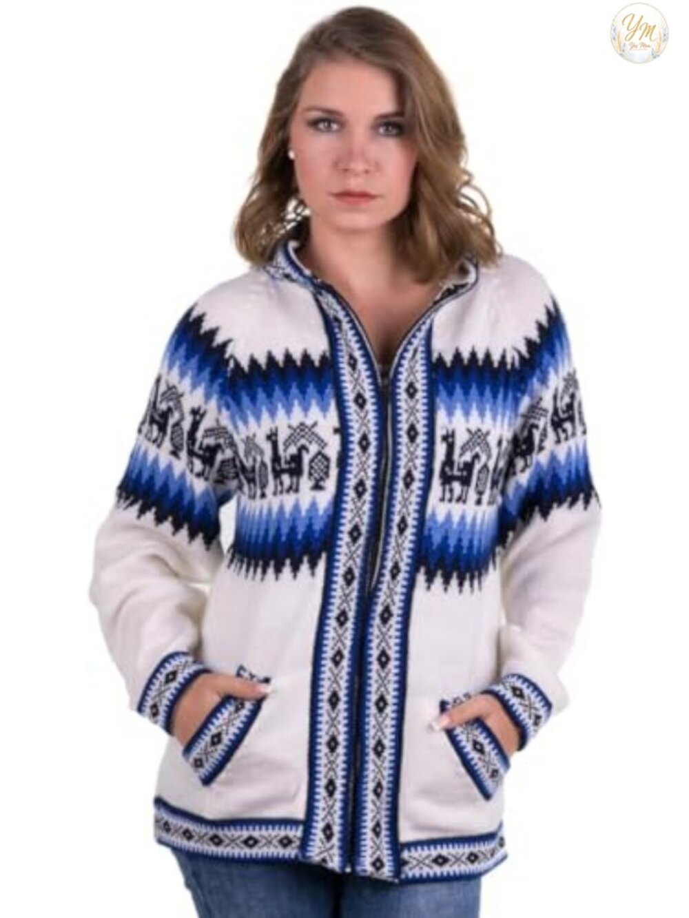 Handmade Alpaca Wool Hooded Cardigan Sweater for Women